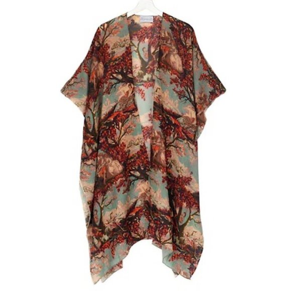 One Hundred Stars Red Blue Country Toile Berry Throwover OS - Picture 1 of 2